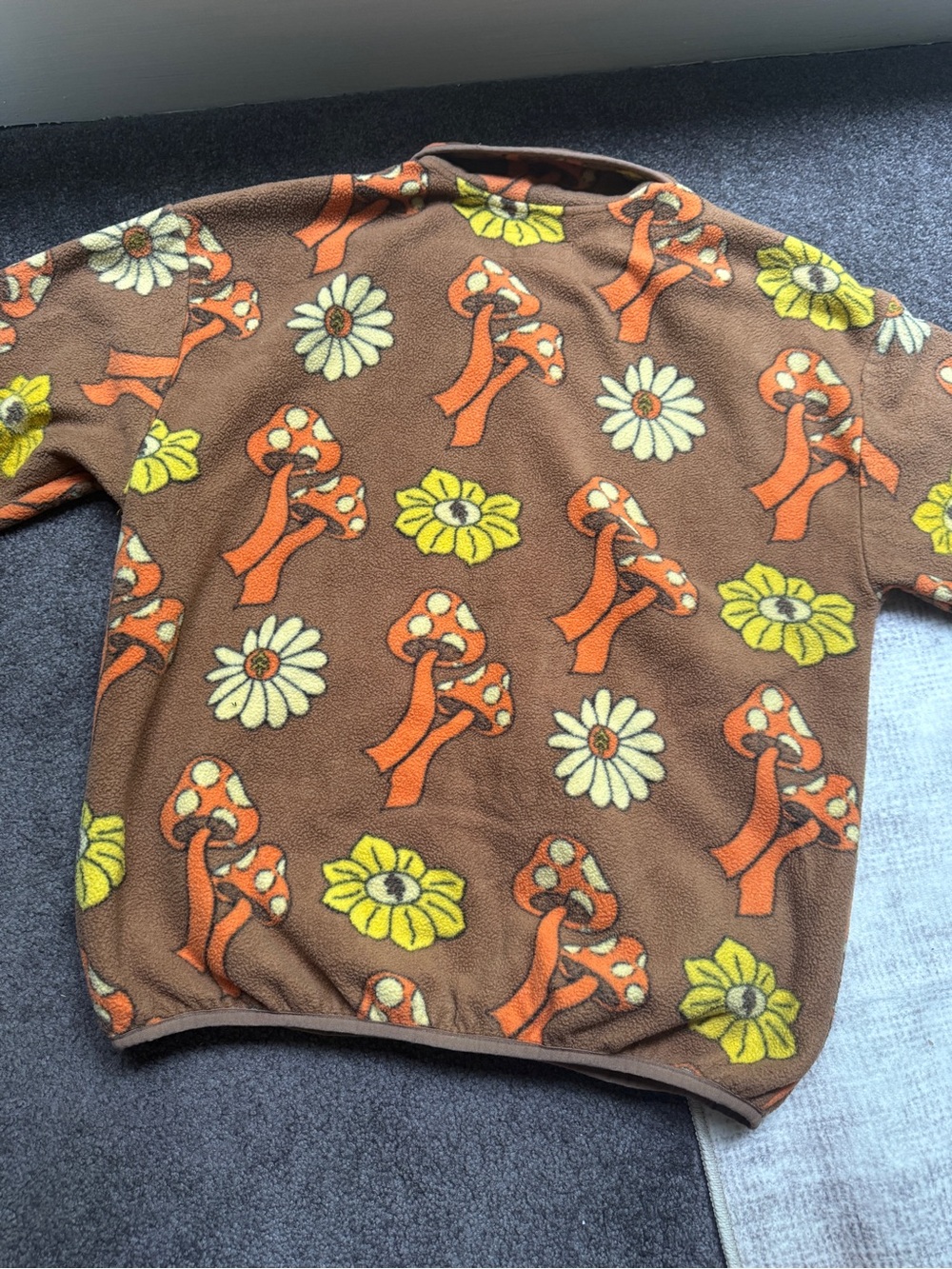 Parks Project Unisex Brown Mushroom Fleece Snap Collar Pullover M - Picture 3 of 3